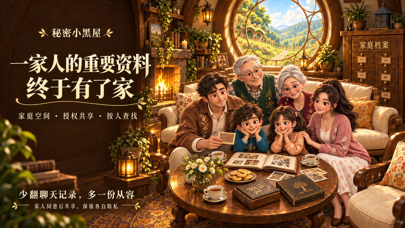秘密小黑屋家庭空间宣传图：一家人的重要资料终于有了家